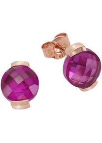 Paar Ohrstecker JAMELLI "Silber 925 ros&eacute;-vergoldet mit pinken Quarz-Steinen (beh.)", rot (rot, pink), Ohrringe, Damen, one-size, 6,28, Silber 925 (Sterlingsilber)