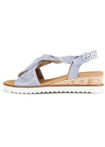 Sandalette Gabor "GENUA", Damen, Gr. 37, blau (hellblau), Nubukleder, Schuhe Sandalette, Sommerschuh, Sandale, Keilabsatz, mit verstellbarem Fersenriemchen