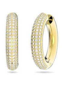 Paar Creolen Swarovski "Dextera", gold (gelbgoldfarben, metallfarben, kristallwei&szlig;, kristallwei&szlig;), Ohrringe, Damen, Metall, mit Swarovski Kristall