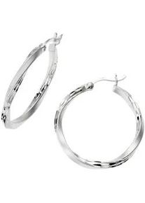 Paar Creolen Firetti "Schmuck Geschenk Silber 925 Basic diamantiert" Gr. 40, silber (silberfarben), Ohrringe, Damen, 40, Silber 925 (Sterlingsilber)