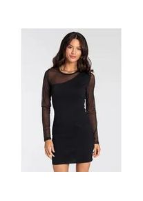 Strickkleid Melrose, Damen, Gr. 40, N-Gr, schwarz, Mesh, Obermaterial: 70% Viskose, 30% Polyamid. &Auml;rmel: 100% Polyamid, unifarben, tailliert mini, Kleider Strickkleid, in femininer Mini-L&auml;nge mit Mesh