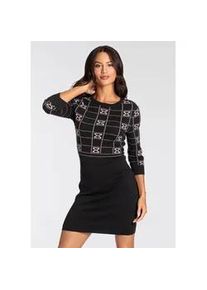 Strickkleid Melrose, Damen, Gr. 36, N-Gr, rosa (rosa, schwarz), Feinstrick, Obermaterial: 70% Viskose, 30% Polyamid, Jacquardmuster, gemustert, mehrfarbig, sehr figurbetont mini, Kleider Strickkleid, in femininer Mini-L&auml;nge mit Jacquard Muster