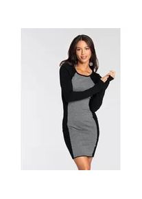 Strickkleid Melrose, Damen, Gr. 34, N-Gr, schwarz (schwarz, grau), Feinstrick, Obermaterial: 50% Viskose, 26% Polyamid, 24% Polyester, colorblocking, mehrfarbig, meliert, sehr figurbetont mini, Kleider Strickkleid, figurbetonte Mini-Passform im Colour Block Stil