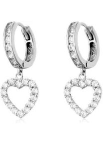 Paar Creolen Firetti "Schmuck Geschenk Silber 925 Ohrschmuck Herz", bunt (silberfarben, wei&szlig;, kristallwei&szlig;), Ohrringe, Jungen, Silber 925 (Sterlingsilber), mit Zirkonia (synth.)