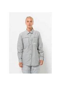 Langarmbluse Jack Wolfskin "BARRIER L/S SHIRT W", Damen, Gr. L (42/44), grau (cool, grau), OBERSTOFF: 46% POLYAMID, 27% LYOCELL, 27% VISKOSE. Futter: 100% POLYESTER, Blusen