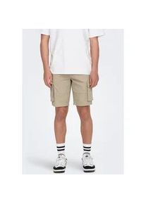 Only & Sons Cargoshorts ONLY & SONS "ONSCAM STAGE CARGO SHORTS 6689 LIFE NOOS", Herren, Gr. L, N-Gr, beige (chinchilla), Web, Obermaterial: 98% Baumwolle, 2% Elasthan, unifarben, normal, Hosen