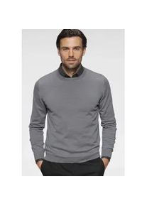 Rundhalspullover OLYMP "OLYMP Strick Casual", Herren, Gr. S, grau (silbergrau), Obermaterial: 100% Schurwolle, normal, Rundhals, Pullover Rundhalspullover, moderner Strickpullover
