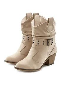 Cowboy Stiefelette Lascana, Damen, Gr. 35, beige, Obermaterial: 100% Textilmaterial. Decksohle: 100% Lederimitat. Futter: 100% Textilmaterial. Laufsohle: 100% Synthetik, unifarben, Schuhe Cowboy-Stiefelette Cowboyboots Schlupfboots, Cowboy Boots, Western Stiefelette, Ankleboots VEGAN