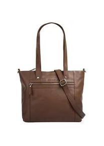 Shopper Betty Barclay, Damen, Gr. B/H/T: 32cm x 27cm x 6cm onesize, braun (cognac), Leder, leicht gl&auml;nzend, unifarben, Taschen Shopper, echt Leder