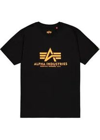 T-Shirt Alpha Industries "Basic T-Shirt BL Neon Print", Damen, Gr. S, orange (schwarz, neon orange), Obermaterial: 100% Baumwolle, Shirts T-Shirt