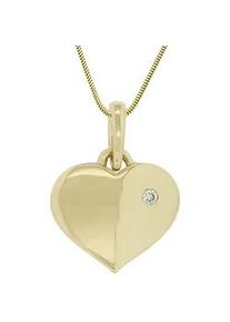 Herzanh&auml;nger Firetti "Schmuck Geschenk Gold 333 voll, elegant, massiv", gold (gelbgoldfarben, wei&szlig;, wwei&szlig;), Schmuckanh&auml;nger, Damen, 0,01 P2 = erkennbare Einschl&uuml;sse, Diamanten Gelbgold 333, 0,6 g, Diamanten, Gelbgold 333, mit Brillant