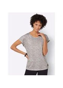 Kurzarmshirt Casual Looks "Shirt", Damen, Gr. 48, grau (taupe, ecru, geringelt), 50% Baumwolle, 50% Modal, gemustert, mehrfarbig, Rundhals, Shirts