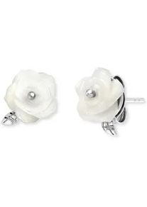Paar Ohrstecker Engelsrufer "Rose", bunt (silberfarben, wei&szlig;), Ohrringe, Damen, 10mm, Silber 925 (Sterlingsilber), mit Perlmutt (synth.)