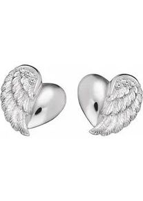 Paar Ohrstecker Engelsrufer "Little magic HERZFL&Uuml;GEL", silber (silberfarben, kristallwei&szlig;), Ohrringe, Damen, Silber 925 (Sterlingsilber), mit Zirkonia (synth.)