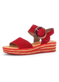 Keilsandalette Gabor, Damen, Gr. 44, rot, Ziegenveloursleder, Schuhe, Plateau, Sommerschuh, Sandale mit trendigem Zierschnalle