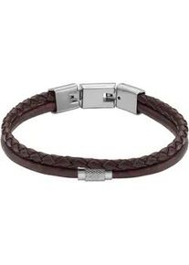 Armband Fossil "Schmuck Geschenk Edelstahl Leder Armschmuck JEWELRY", braun, Armb&auml;nder, Damen, 20cm, Edelstahl Leder, Edelstahl, Leder, Armband