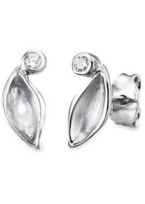 Paar Ohrstecker Bruno Banani "Schmuck Geschenk Silber 925 Ohrschmuck Ohrringe Blatt", silber (silberfarben, kristallwei&szlig;, kristallwei&szlig;), Ohrringe, Damen, Silber 925 (Sterlingsilber), mit Zirkonia (synth.)