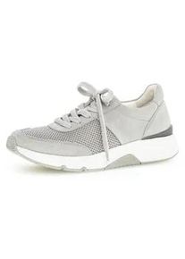 Gabor Keilsneaker ROLLINGSOFT, Damen, Gr. 36, grau (hellgrau), Textil, Veloursleder, Schuhe Sneaker, in sportivem Design, Freizeitschuh, Halbschuh, Schn&uuml;rschuh
