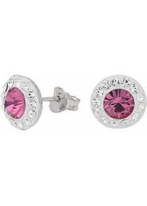 Paar Ohrstecker Firetti "Schmuck Geschenk Silber 925 Ohrschmuck pink & wei&szlig;", bunt (silberfarben, rosa, rosa, wei&szlig;), Ohrringe, Damen, 9mm, Silber 925 (Sterlingsilber), mit Kristallstein