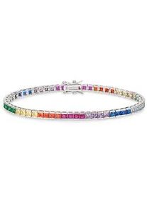 Armband Bruno Banani "Schmuck Geschenk Silber 925 Armschmuck Tennisarmband Regenbogen" Gr. 19, bunt (silberfarben, blau, lila, pink, orange, gelb, gr&uuml;n, hellblau, blau, lila, pink, orange, gelb, gr&uuml;n, hellblau), Armb&auml;nder, Damen, 19, Silber 925 (Sterlingsilber), Armband, mit Zirkonia (synth.)