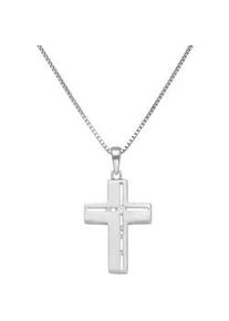 Kette mit Anh&auml;nger Firetti "Schmuck Geschenk Silber 925 Halsschmuck Halskette Venezianer Kreuz", silber (silberfarben, kristallwei&szlig;), Halsketten, Damen, Silber 925 (Sterlingsilber), L: 45, mit Zirkonia (synth.)
