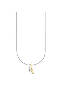 Kette mit Anh&auml;nger Bruno Banani "Schmuck Geschenk Silber 925 Halsschmuck Halskette Ankerkette", gold (silberfarben, gelbgoldfarben, kristallwei&szlig;), Halsketten, Damen, Silber 925 (Sterlingsilber), L: 45 B: 0,8mm, mit Zirkonia (synth.), B:0,8mm