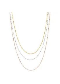 Kette ohne Anh&auml;nger Firetti "Schmuck Geschenk Silber 925 Halsschmuck Halskette 3-reihig tricolor", rosa (silberfarben, gelbgoldfarben, ros&eacute;goldfarben), Halsketten, Damen, Silber 925 (Sterlingsilber), L: 45 B: 1,3mm, B:1,3mm