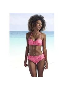 B&uuml;gel-Bandeau-Bikini-Top ELBSAND "Letra", Damen, Gr. 34, Cup C, orange (koralle), Recycling-Polyamid, bedruckt, Bikini-Oberteile, mit tollem Wording