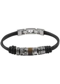 Armband Fossil "Schmuck Geschenk Edelstahl Leder Armschmuck", bunt (silberfarben, schwarz, braun), Armb&auml;nder, Herren, 22cm, Edelstahl Holz Leder, Edelstahl, Holz, Leder, Lederarmband Armkette