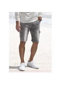 Shorts John Devin "Bermuda, kurze Jogger Pants", Herren, Gr. XL (56/58), N-Gr, grau, Jeans, Obermaterial: 65% Baumwolle, 33% Polyester, 2% Elasthan, Destroyed-Effekte, regular fit kurz, Hosen Shorts, mit Cargotaschen, knielang, elastische Schlupf-Bermuda