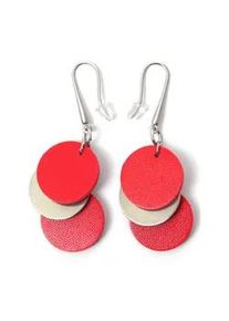 Paar Ohrhaken Firetti "Kreise, matt, rot, stylisch", rot (metallfarben, rot), Ohrringe, Damen, 20mm, Metall Polyurethan, Metall, Polyurethan