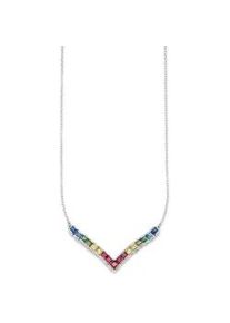 Kette mit Anh&auml;nger Bruno Banani "Schmuck Geschenk Silber 925 Halsschmuck Halskette Regenbogen", silber (silberfarben, mehrfarbig), Halsketten, Damen, Silber 925 (Sterlingsilber), L: 48, mit Zirkonia (synth.)
