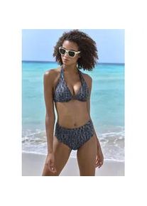 B&uuml;gel-Bikini-Top ELBSAND "Letra", Damen, Gr. 44, Cup F, schwarz, Recycling-Polyamid, bedruckt, Bikini-Oberteile, mit tollem Wording