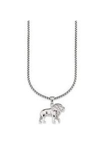 Kette mit Anh&auml;nger Bruno Banani "Schmuck Geschenk Halskette L&ouml;we Venezianerkette", silber (edelstahlfarben), Halsketten, Herren, Edelstahl, L: 55