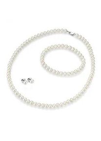 Schmuckset Firetti "Multipack Schmuck Geschenk Silber 925 Halskette Armband Ohrstecker", bunt (silberfarben, wei&szlig;), Schmuck_Sets, Damen, Nylon, Perlen, Seide, Silber 925 (Sterlingsilber), Schmuckset, Made in Germany - mit S&uuml;&szlig;wasserzuchtperlen