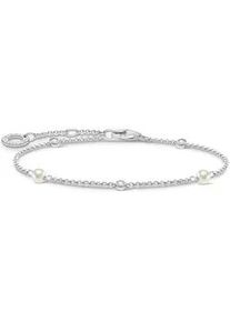 Perlenarmband Thomas Sabo "wei&szlig;e Steine, A1989-167-14-L19V" Gr. 19, bunt (silberfarben, wei&szlig;, wei&szlig;), Armb&auml;nder, Damen, 19, Perlen Silber 925 (recycelt), Perlen, Silber 925 (recycelt), Perlenarmband, mit Zirkonia (synth.) - mit S&uuml;&szlig;wasserzuchtperle