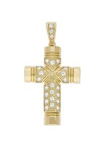 Kettenanh&auml;nger Firetti "Schmuck Geschenk Silber 925 Halsschmuck Anh&auml;nger Kreuz", gold (gelbgoldfarben, wei&szlig;), Schmuckanh&auml;nger, Damen, Silber 925 (Sterlingsilber), 9,7 g, Kettenanh&auml;nger, mit Zirkonia (synth.)