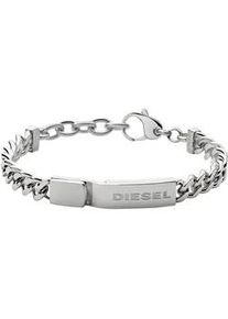 Armband Diesel "Schmuck Edelstahl Armschmuck Panzerkette ID Armband Stacked", silber (edelstahlfarben), Armb&auml;nder, Herren, 23cm, Edelstahl, Armband