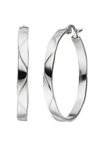 Paar Creolen Jobo, silber (edelstahlfarben), Ohrringe, Damen, 34mm, Edelstahl, aus Edelstahl 34 mm