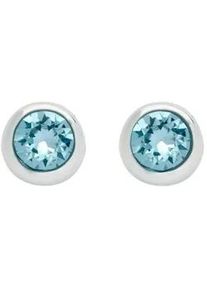 Paar Ohrstecker Amor "9131785", blau (silber, 925, blau, hellblau), Ohrringe, Damen, 6mm, Silber 925 (Sterlingsilber), mit Kristallstein