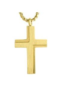 Kette mit Anh&auml;nger Firetti "Schmuck Geschenk Kreuz", gold (gelbgoldfarben), Halsketten, Damen, Edelstahl, L: 45 B: 2,3mm, B:2,3mm