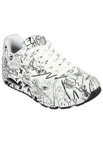 Sneaker Skechers, Herren, Gr. 41, wei&szlig;, schwarz sketch, Lederimitat, Schuhe Sneaker, mit Skech-Air Luftkammernsohle, Freizeitschuh, Halbschuh, Schn&uuml;rer, Topseller