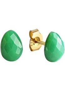 Paar Ohrstecker JAMELLI "Silber 925 vergoldet mit echtem Chrysopras 8x6,5mm", gelb (gelb, gr&uuml;n), Ohrringe, Damen, one-size, 2,34, Silber 925 (Sterlingsilber)