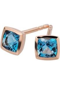 Paar Ohrstecker OROLINO "Gold 585 ros&eacute; mit 2x Blautopas (beh.)", rot (rot, blau), Ohrringe, Damen, one-size, Gold