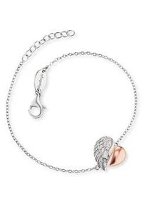 Armband Engelsrufer "Herzfl&uuml;gel", rosa (silberfarben, ros&eacute;goldfarben, kristallwei&szlig;, kristallwei&szlig;), Armb&auml;nder, Damen, 20cm, Silber 925 (Sterlingsilber), Armband Armkette, mit Zirkonia (synth.)