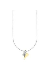 Kette mit Anh&auml;nger Bruno Banani "Schmuck Geschenk Silber 925 Halsschmuck Halskette Ankerkette", gold (silberfarben, gelbgoldfarben, kristallwei&szlig;), Halsketten, Damen, Silber 925 (Sterlingsilber), L: 45 B: 0,8mm, mit Zirkonia (synth.), B:0,8mm