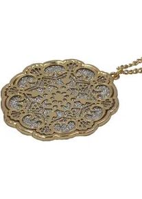 Kette mit Anh&auml;nger Firetti "Flower", gold (gelbgoldfarben, kristallwei&szlig;), Halsketten, Damen, Metall, L: 100 B: 3mm, mit Glasstein, B:3mm