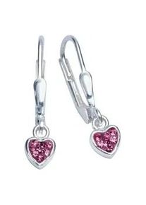 Paar Ohrh&auml;nger Firetti "Schmuck Geschenk Silber 925 Ohrschmuck Patentbrisur Herzen", rosa (pink, silber, 925, pink), Ohrringe, M&auml;dchen, 5mm, Silber 925 (Sterlingsilber), mit Zirkonia (synth.)