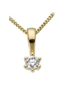 Kettenanh&auml;nger Firetti "Schmuck Geschenk Gold 750 Halsschmuck Anh&auml;nger Halskette Solit&auml;r", gold (gelbgoldfarben, gwgetoentes, wei&szlig;), Schmuckanh&auml;nger, Damen, 0,1 P2 = erkennbare Einschl&uuml;sse, Diamanten Gelbgold 750, 0,35 g, Diamanten, Gelbgold 750, Kettenanh&auml;nger, mit Brillant in Krappenfassung