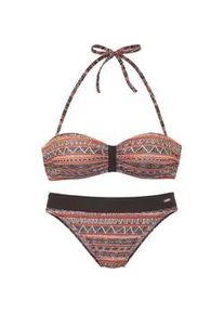 Bandeau-Bikini Buffalo, Damen, Gr. 38, Cup A/B, braun (braun bedruckt), Xtra Life LYCRA, bedruckt, gestreift, Bikini-Sets, Mit trendigem Streifendruck
